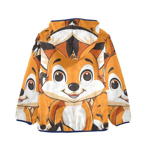 Boys Girls Fleece Jacket Cartoon Cute Happy Fox Kids Warm Hooded Outwear Coat2