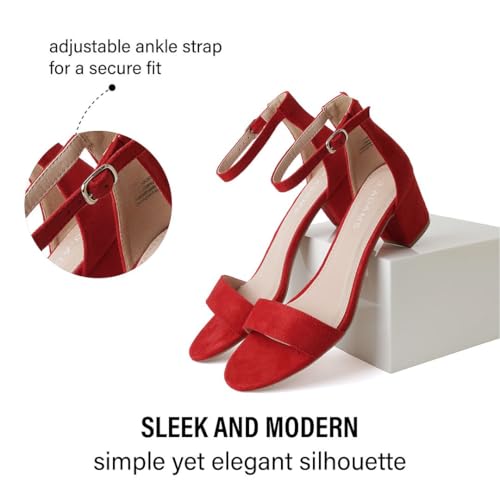 Image of J. Adams Daisy Heeled Sandals - Ankle Strap Low Block, Open Toe Dress Pumps, Chunky Heels - Dressy Shoes for Women - Bridal, Wedding, Summer Sandals