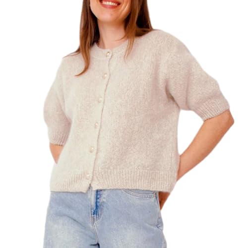 Image of Women Y2k Knitted Crop Cardigan Shirt Short Sleeve Button Down Ribbed Knit Crop Top Outwear Top Tee Shirt