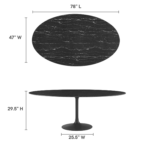 Image of Modway Lippa Oval Artificial Marble 78 inch Dining Table