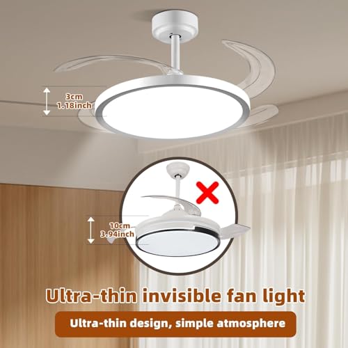 Image of oltao Zyro Slim Retractable Ceiling Fan with BLDC Motor, 3 Colour LED Light, Summer /Winter Mode and Remote, 42 inch Sweep (2025 Model)