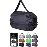 [SasuGadget] サスガジェット (サッとたためる) エコバッグ メンズ 折畳み 買い物袋 折りたたみ 小さくたためる ファスナー マイバッグ 黒 大きめ 丈夫 ショルダー (ネイビー)