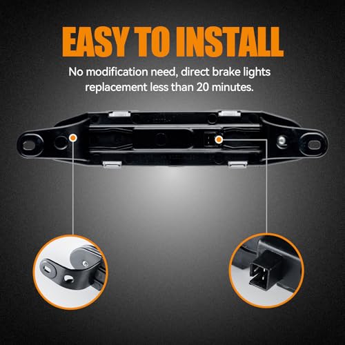 Image of Third 3rd Brake Light LED for 2006-2010 Dodge Charger, High Mount Rear Brake Lights Assembly for 06-10 Charger, Waterproof Center Cab Lamp Stop Light (Black)