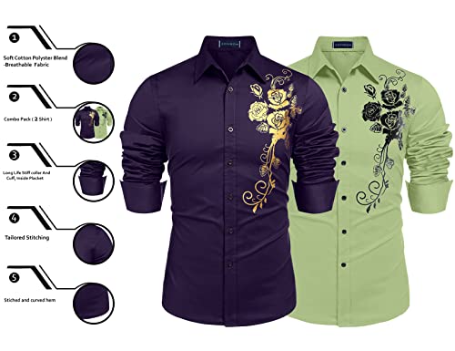 Image of Zombom Men's Regular Fit Cotton Blend Printed Full Sleeve Casual Shirts