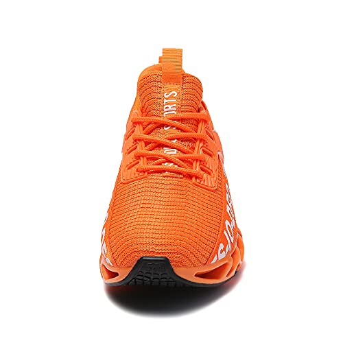 Frshaniah Sneakers For Men Slip On Casual Sport Running Shoes Athletic Tennis Walking Shoes Breathable Fashion Gym Runner Jogging Shoes Orange Size 9.5 #TOP4