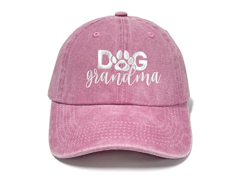 Horpe Dog Grandma Hat, Puppy Gifts for Grandmother, Embroidered Washed Pink Baseball Cap, Soft Cotton Hat for Women