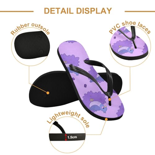 Women Beach Summer Casual Flip Flop Cute Bird PurpleQuick Dry Sandals Slipper for Men A23013092