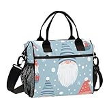 Amooorous Sac à déjeuner isotherme avec bandoulière pour adultes et adultes Motif nain de Noël américain