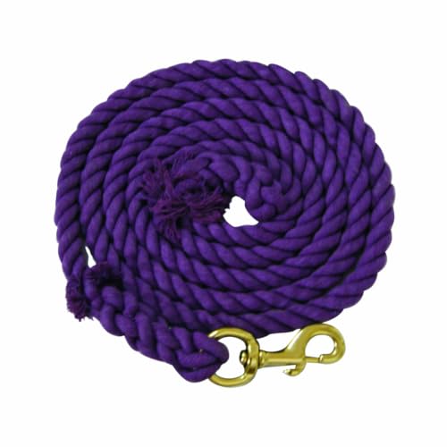 Jeffers Twisted Cotton Horse Lead Rope w/Brass Bolt Snap, 10' L - Purple