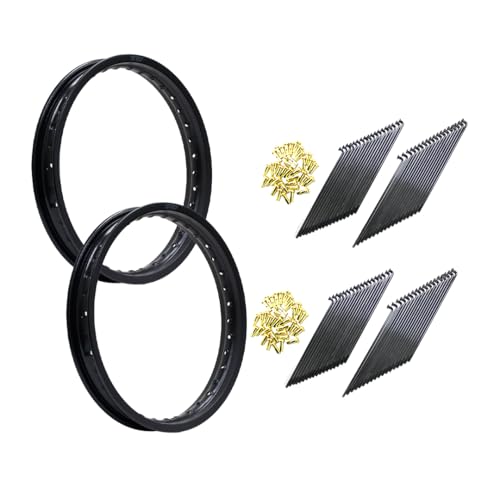 (各2個セット) TWR製 アルミリム 1.85-17 36穴 マットブラック&リムスポーク前後セット OSAKI製汎用9×157 リムスポーク72本 スーパーカブ対応