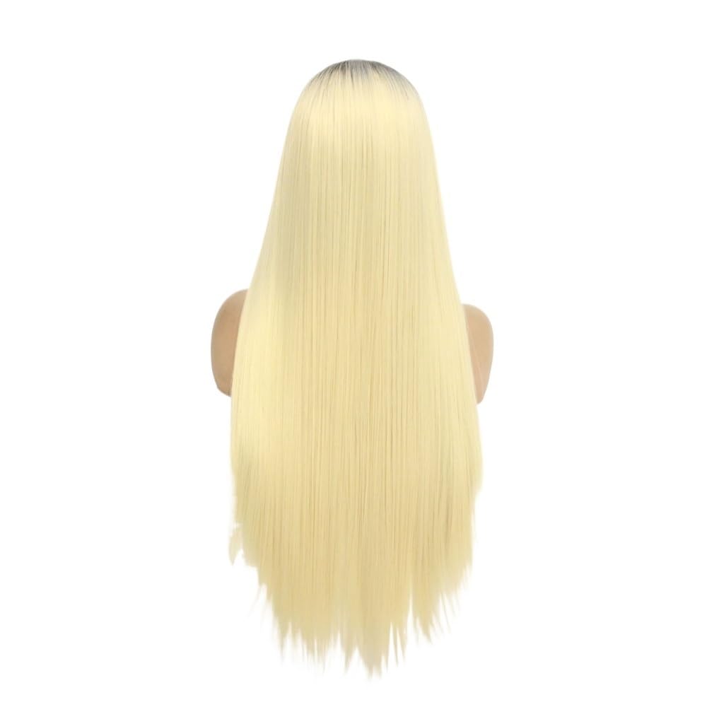 Peruki syntetyczne bez kleju, ombre blond, wstępnie przycięte, dla początkujących przedłużanie włosów (16 cali)