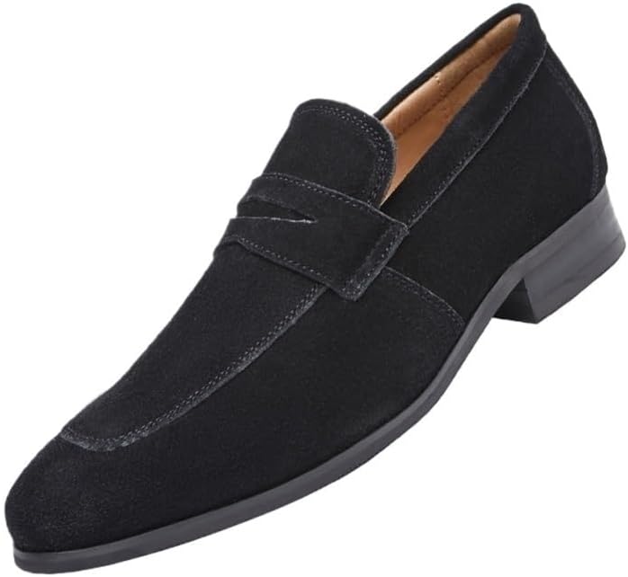 Men's Slip-on Dress Shoes Soft-soled Square-toe Loafers Frosted British Non-slip Shock-absorbing Comfortable Shoes for Men