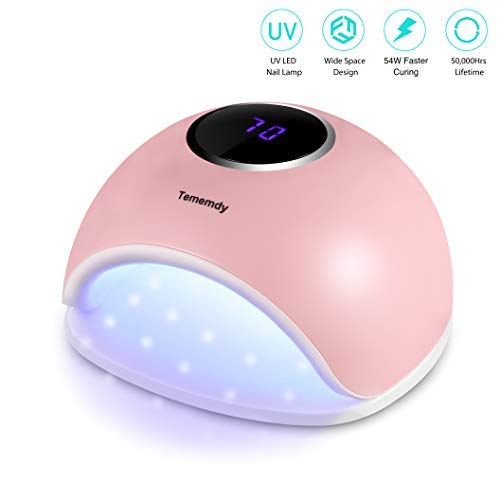 54W LED Nail Dryer UV Curing Professionally For All Gel Nails Toe Nail Auto On/Off Sensor Upgraded with 4 Timer Setting Home and Salon (Red)