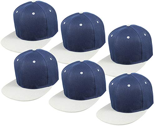 Image of Gelante Plain Blank Flat Brim Adjustable Snapback Baseball Caps LOT 6 Pack