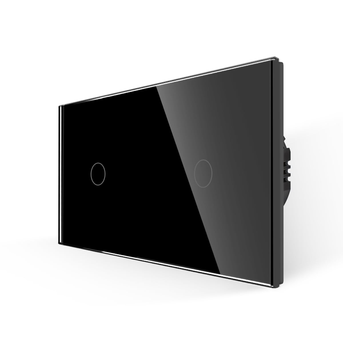 Touch Lichtschalter Doppel-Touch-Lichtschalter aus Glas, 2-Fach, 1-Wege-Schalter, 300 W/Gang Touch Wandlichtschalter(Noir)