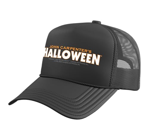 Halloween Classic Horror Movie Title Logo Retro Scary Trucker Hat with Adjustable Mesh Back Black