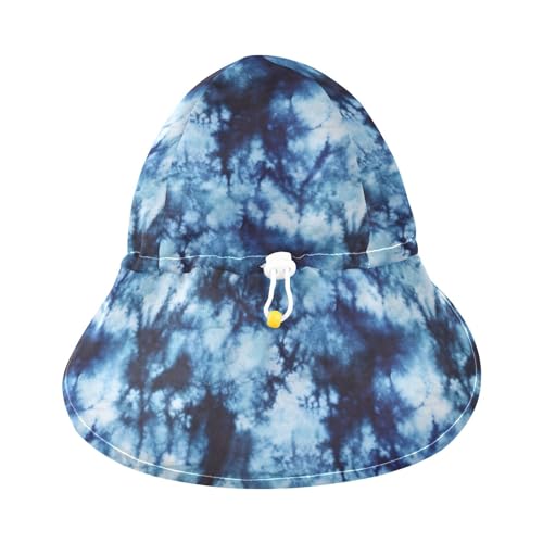 Baby Sun Hat Blue Tie Dye Pattern Toddler Kids Beach Hat Neck Flap Cap Sun Protection Girls Boys Summer Hat Swim Bucket Hat for Travel Hiking Outdoor3