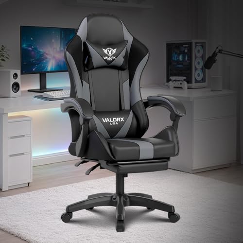 Image of Warrior Gaming & Office Ergonomic Chair | Vegan Leather | High Back 135 Recliner | Adjustable Height & Linkage Armrest | Lumbar Support | 360 Swivel | 3 Year Warranty (Grey)