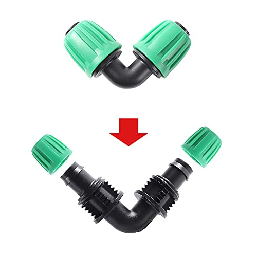 FULAIERGD 15 Pieces Drip Irrigation Hose Connector 1/2 Inch Hose (1/2 Inch ID x 0.65 Inch OD) Anti-Drop Quality Fitting (Fits 13mm ID) Lock Nut Connectors (15 Pieces Elbow) - Image 2