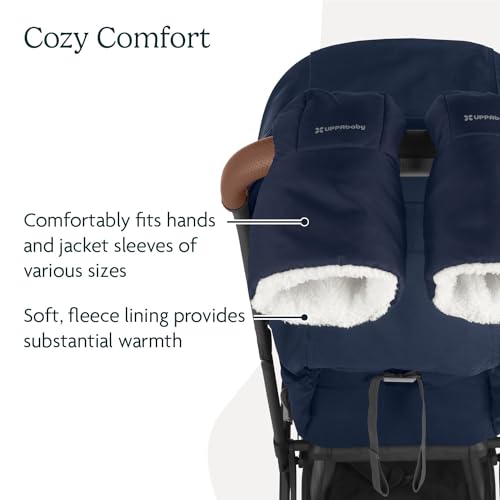 Image of UPPAbaby CozyHandmuff - Easily Attaches to Stroller Handlebars - Ultra-Plush, Weather-Proof Hand Protection - Noa (Navy)