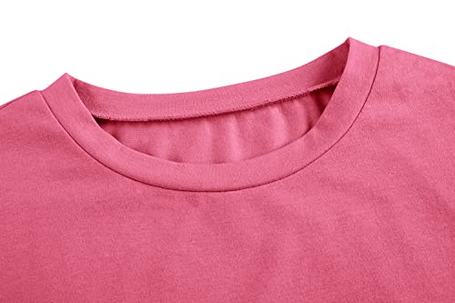Image of Imily Bela Girls Cap Sleeve Summer Tops Casual Crewneck Loose Tshirts with Pocket