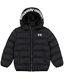 Under Armour Boys Pronto Puffer Jacket, Mid-Weight Quilted Zip-Up Coat, Wind & Water Repellent, Black - Core