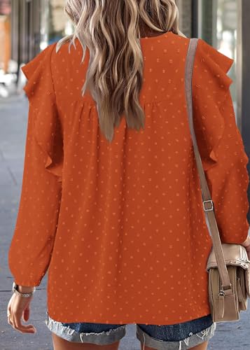 BETTE BOUTIK Womens Boho Fall Long Sleeve Shirts Crewneck Dressy Casual Blouses Trendy Flowy Tops