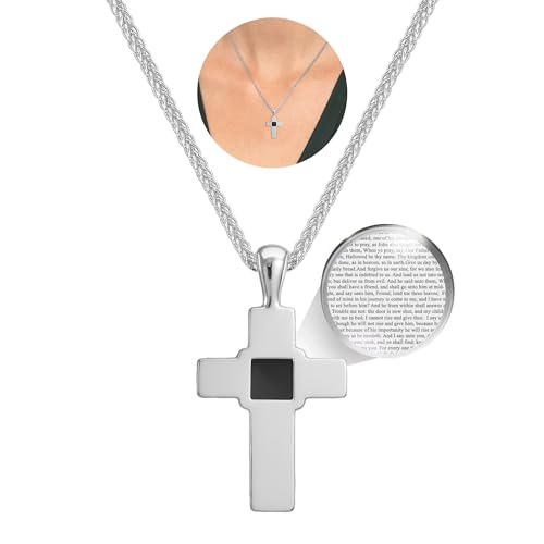 Cross Necklace with Smallest Nano Bible on Jewelry - Christian Pendant for Men or Women with Entire KJV New Testament Holy Scriptures on 0.2" Microchip, Religious Faith Gifts, 20" Curb Chain2