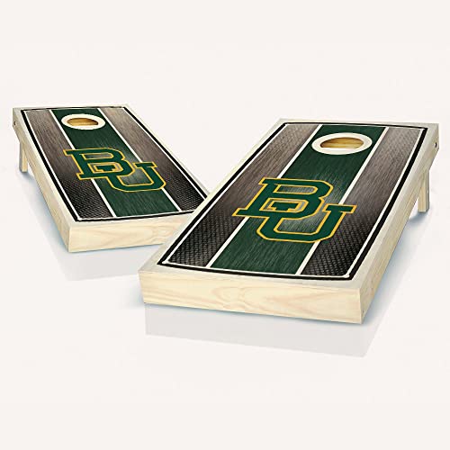 Skip's Garage Baylor Themed Stripe Stain Cornhole Set - Include Case + Score Tower