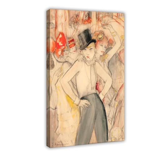 Impression féministe moderniste de Jeanne Mammen, toile vintage 20,3x30,5 cm avec cadre à suspendre