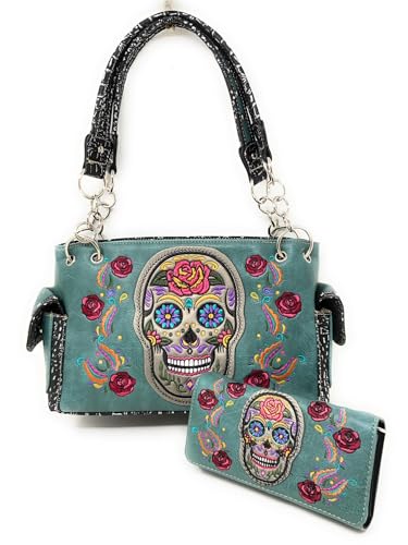 Texas West Western Sugar Skull Handbag or Matching Set in 3 Colors