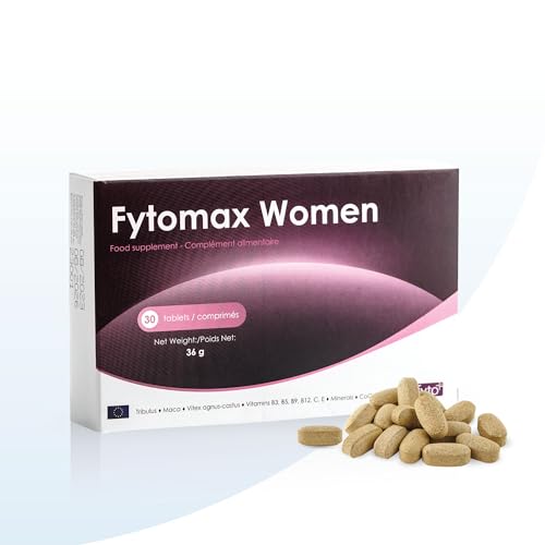 Fytomax Women – Fertilité & Équilibre Hormonal Naturel | Tribulus, Vitex, Maca, Zinc, Sélénium, CoQ10 | 30 Comprimés | Clean Label | Sans Gluten | Qualité GMP/ISO | FYTO+