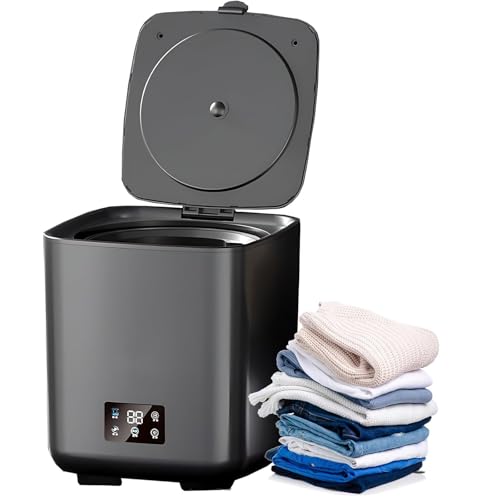Mini Lavatrice 10l, Completamente Automatico con Asciugatrice di Spin, Funzionamento Silenzioso, 4 Programmi, Pompa di Scarico Incorporato, per Studio, Airbnb, Viaggi di Business