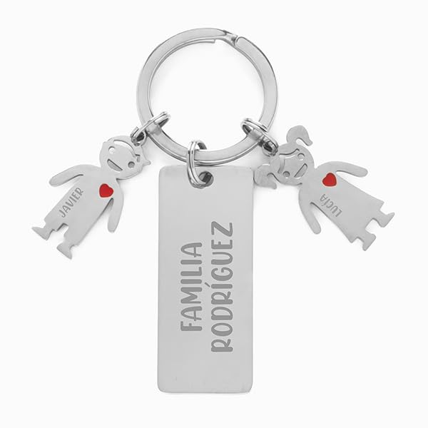 Transparent Gift Llavero de Acero con Texto y Muñecos Personalizados. Joyería Elegante. Llaveros Originales. Llaveros para Parejas, Amigos, Familia.