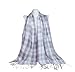 Wander Agio Women's Fashion Scarves Long Shawl Winter Thick Warm Knit Large Plaid Scarf Light Grey White 8