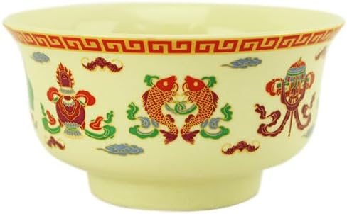 Mascot Desktop Decoration Buddhist Utensils Religious Pray Sacrificial Supplies 佛堂陶瓷圣水杯净水杯八吉祥供水杯供碗八供斋碗佛具用品贡杯贡碗 1Pcs(大八吉祥贡杯（彩黄色）)