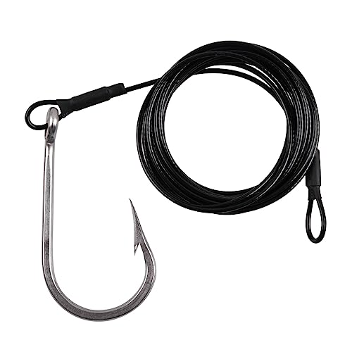 guiling-1986 釣り針 6個 サメ マグロ 釣りフック ステンレススチール ビッグゲーム ベイトフック ナイロンコーティング ケーブル ワイヤー リーダー 海水釣り 魚具用 (6-0 6個)