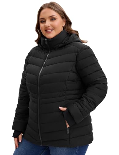 ANOTHER CHOICE Women Plus Size Puffer Jacket, Warm Quilted Puffer Coat Lightweight Puffy Jacket with Hood2