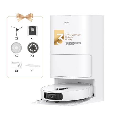 MOVA E40 Ultra Auto-Empty Robot Vacuum and Mop with 19,000Pa Suction Power, MaxiReach Mop Tech, Anti-Tangle Side Brush, All-in-one Station, Up to 75 Days Hands-Off Cleaning.