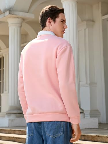 SweatyRocks Men's Color Block Collared Sweatshirts Button Front Long Sleeve Pullovers Tops2