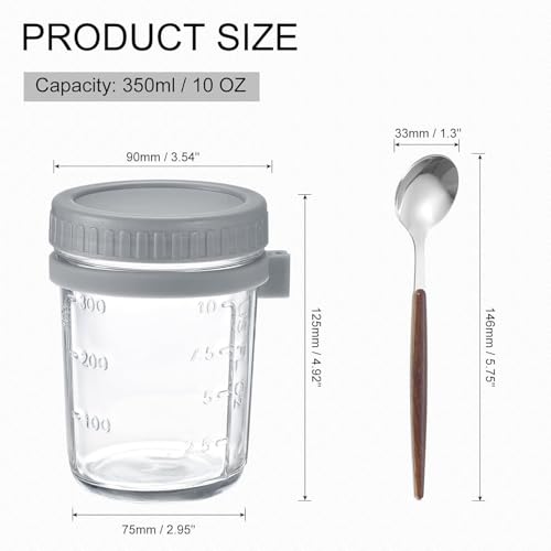 Image of 350ml Airtight Oat Container with Lid & Spoon - Large Leak-Proof Storage Jar for Oats, Cereal, and More (Grey) (2)