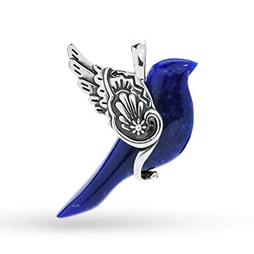 American West Sterling Silver Women’s Pendant Enhancer Blue Sodalite Gemstone Spirit Bird Design