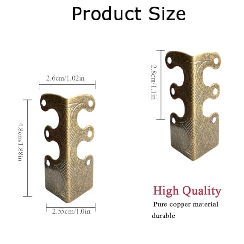 Image of 10 pcs Solid Brass Baseboard Corner Protectors, Skirting Board Corner Protectors, Vintage Metal Corner Protector Table Corner Edge Cover Safety Bracket with Screws (10, Antique Bronze)