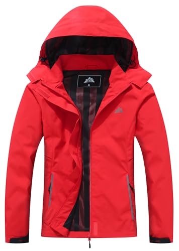Image of MOERDENG Women's Waterproof Rain Jacket Lightweight Raincoat Hooded Hiking Jacket Softshell Windbreaker