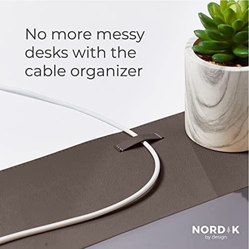 Image of Nordik Leather Desk Mat - Cork Gunmetal Gray - Leather Desk Pad 35x17 in | Premium Vegan Leather Desk Pad with Cable Organizer for Office, Extended Waterproof Mouse Mat, Non-Slip Desk Pad Protector