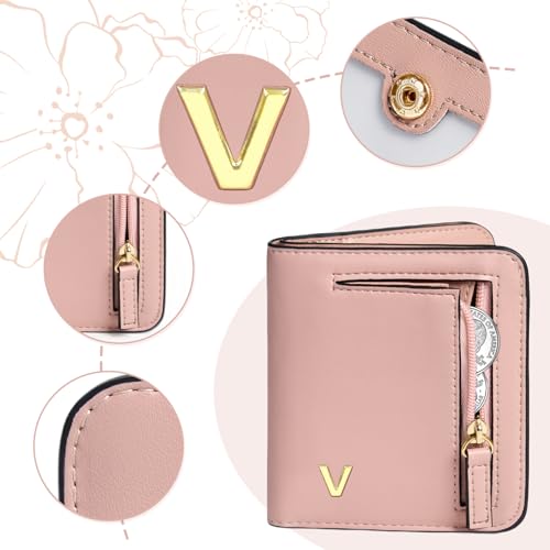 Image of COSHAYSOO Initial Teen Girl Wallets RFID Slim Wristlet Keychain Personalized Easter Basket Stuffers Birthday Gifts for 8 9 10 11 12 13 14 15 16 17 18 Year Old Teenage Girls, Pink Letter V