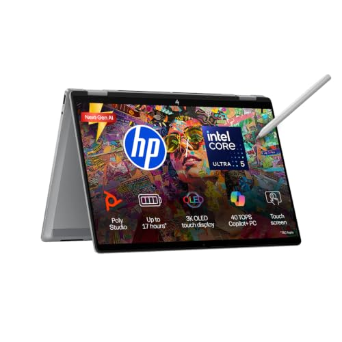 Image of HP Omnibook (Previously Envy) X Flip OLED Intel Core Ultra 5 226V, 40 Tops (16GB LPDDR5x, 1TB SSD) 3K,120hz, 14'' /35.6cm, 2-in-1, Win11, M365* Office24, Silver, 1.38kg, fm0099TU AI Laptop