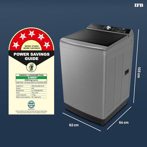 Image of IFB 11 Kg 5 Star AI Powered DeepClean Technology Fully Automatic Top Load Washing Machine with Inbuilt Heater & Wi-Fi (TL111IN3SWID, Power Steam, Eco Inverter, Activmix, 4 Year Warranty, Inox)