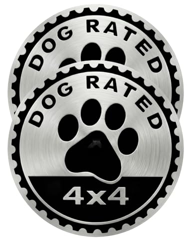 Image of 2 PCS Dogs Badge Rated Car Emblem, 4 x 4 Metal Automotive Badge, 3D Round Metal Car Badges Emblems, Car Badge Decals Stickers Compatible with Jeep Wrangler Vehicles Trucks SUV (Dog Rated-C)