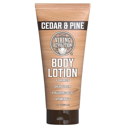 Image of Viking Revolution Cedar and Pine Body Lotion for Men - Mens Lotion for Dry Skin with Shea Butter, Hyaluronic Acid and Vitamin B5, Nourishing Mens Body Lotion for Hydrated and Smooth Skin (8oz, 1 Pack)